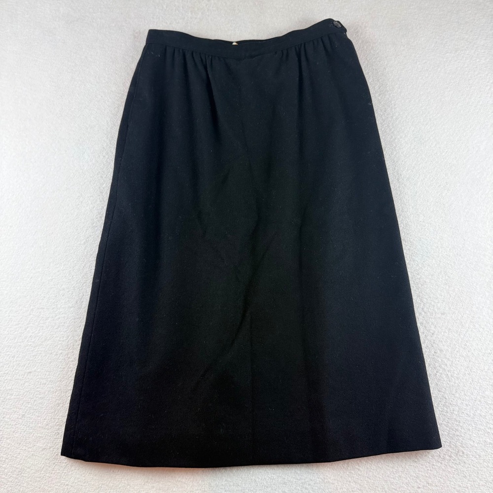 Pendleton Black Virgin Wool Skirt Vintage USA Made Midi A-Line Size 27 Waist